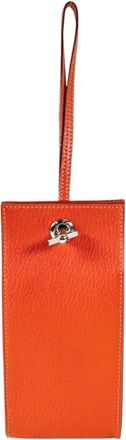 Herm&egrave;s Orange Chevre Myzore Leather Pouch (Pre-Owned)