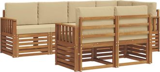 vidaXL Conjunto De Sof&aacute;s De Exterior 7 Uds. Natural Y Beige Poli&eacute;ster Vidaxl
