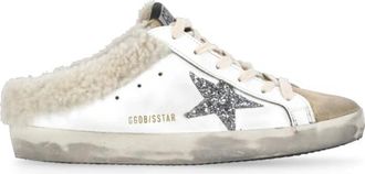 Golden Goose Witte leren sandalen met shearling detail - Dames - Slip ons - Wit - 38 EU - Su&egrave;de - Schoenen
