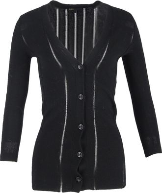 Maje Knitted Buttoned Cardigan in Black Wool