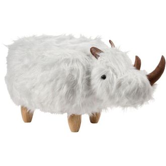 Beliani Pouf Animaletto Forma Rinoceronte Finta Pelliccia bianco Woolly