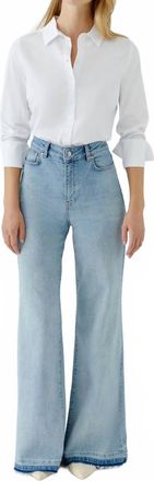 Oui Wide-Cut Flared Jeans In Blue Denim