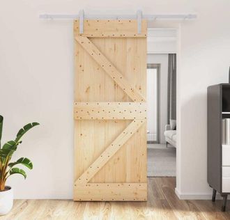 vidaXL Vidaxl - Puerta Corredera Con Herrajes Madera Maciza De Pino 85x210 Cm