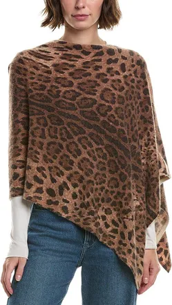 Sofiacashmere Sofiacashmere Leopard Print Wool & Cashmere-Blend Poncho