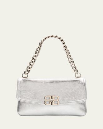 Balenciaga BB Soft Metallic Leather Wallet on Chain