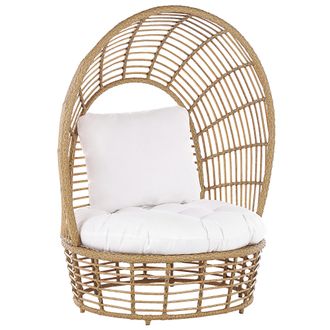 Beliani Beliani - Silla De Mimbre De Rat&aacute;n Natural Coj&iacute;n Respaldo Alto Sal&oacute;n Terraza Estilo Boho Lido