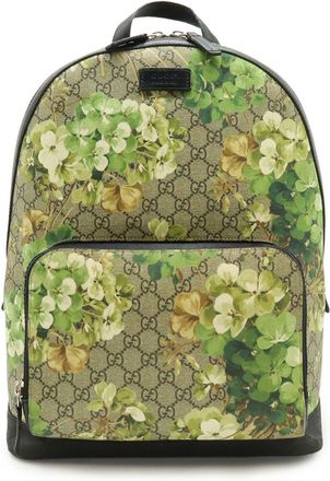 Gucci Beige Black Green Multi-Color Gg Supreme Leather Backpack (Pre-Owned)