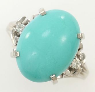C&A Platinum Turquoise Platinum 900 Band Ring (Pre-Owned)