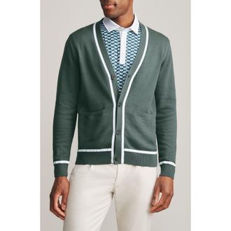 Rhone Earl V-Neck Golf Cardigan in Tidal Green/White at Nordstrom Rack, Size Xx-Large