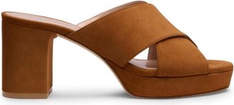 Stuart Weitzman Schoenen, Dames, Bruin, 40 1/2 EU, Leer, Dayna Platform Slide