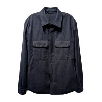 Mazzarelli Casual Shirts, male, Blue, Size: XL Wool Overshirt