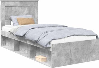 vidaXL Estructura De Cama Con Cabecera Gris Concreto 75 X 190 Cm Vidaxl