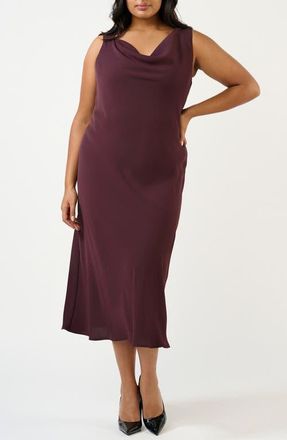 Estelle Britney Cowl Neck Midi Dress in Plum at Nordstrom, Size 22W