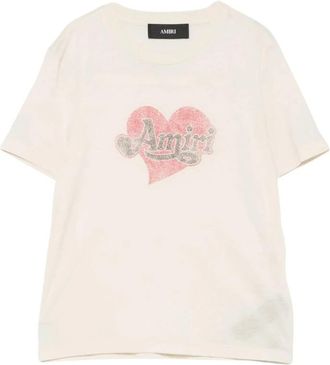 Amiri Heart Tee - Dames - T-shirts - Beige - S - Katoen - Tops