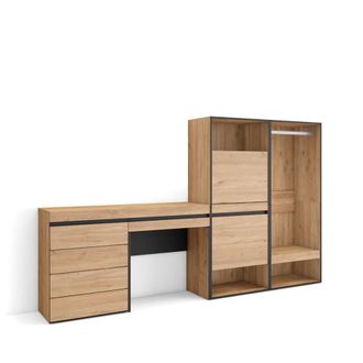 Skraut Home Zapatero efecto madera roble 247x35x145cm