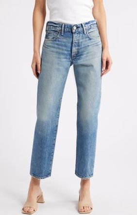 Moussy Vineyards Distressed Nonstretch High Waist Ankle Boyfriend Jeans in Blue at Nordstrom Rack, Size 24