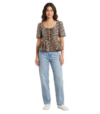Ganni Brown Scoop Neck Top