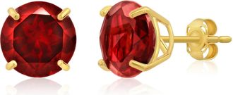 MAX + STONE 14k Yellow or White Gold 9mm Round Large Gemstone Stud Earrings
