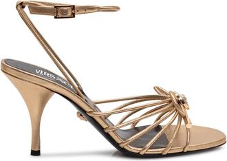 Versace La Medusa Sandalen met Hak - Dames - Sandalen met hakken - Geel - 36 EU - Leer - Schoenen