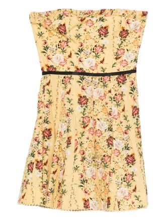 Agua Bendita floral strapless mini dress - Yellow