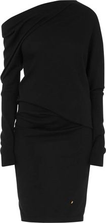 Moschino Abito midi con collo asimmetrico - Nero