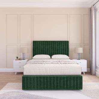 Sloomy Madison Divan Bed Set With No drawers & Matching Footboard - Plush Velvet in Emerald | Size: Single