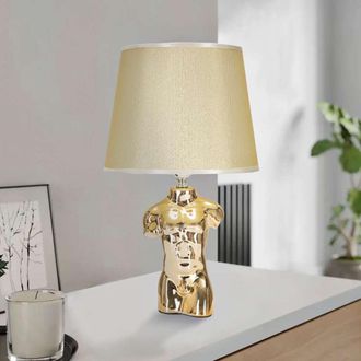 Dmora L&aacute;mpara De Mesa Bafala, Necesaria 1 Bombilla, Enchufe E27, Pantalla, Beige
