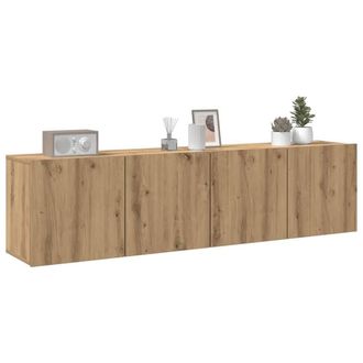 Berkfield Home TV Cabinets Wall-mounted 2 pcs Artisian Oak 80x30x41 cm in Brown | Size: 80 x 30 x 41 cm