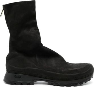 Yohji Yamamoto Ankle Boots, male, Black, 9 UK, Black Leather Round Toe Boots