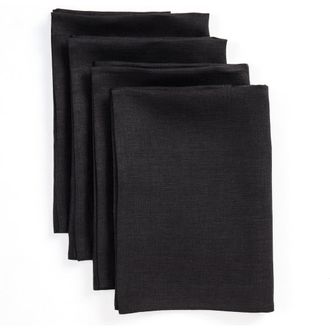 Solino Home Linen Dinner Napkins - Fete, 20 x 20 in Black at Nordstrom, Size Large