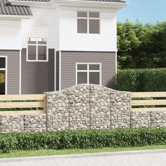Berkfield Home Arched Gabion Baskets 5 pcs 200x50x120/140 cm Galvanised Iron in Silver