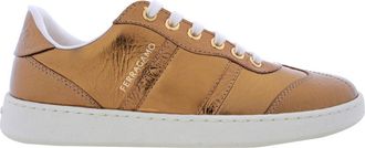 Ferragamo Metallic Leather Low-Top Sneakers, Size 7