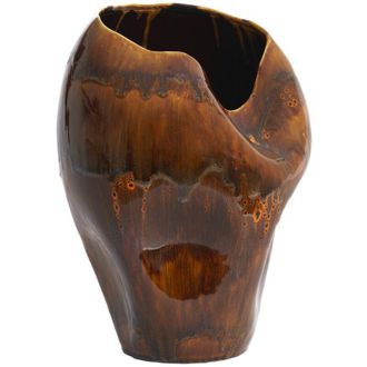 Light & Living Vaso De Cer&aacute;mica Light & Living Azura Marr&oacute;n Oscuro - &Oslash;26x35 Cm