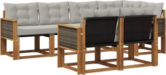 vidaXL Conjunto De Sof&aacute;s De Exterior 7 Uds. Natural Y Gris Claro Vidaxl