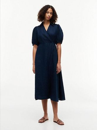 Tommy Hilfiger Pure Linen Relaxed Midi Wrap Dress