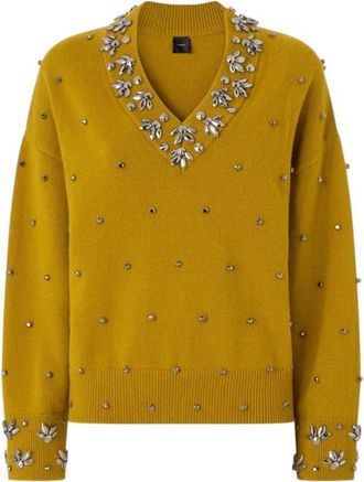 Pinko V-neck Truien - Dames - V-hals truien - Bruin - S - Wol - Truien & Vesten