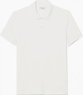 Lacoste Mens Lacoste Mens White Ribbed Knit Polo Shirt - Size: 38