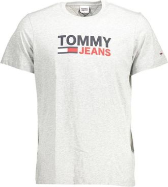 Tommy Hilfiger Logo Tee - Heren - T-shirts - Grijs - L - Katoen - Tops