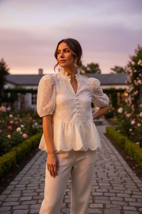 Entro Womens Puff Sleeeve Top In Cream