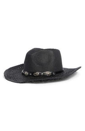 Vince Camuto Concho Trim Cowgirl Hat in Black at Nordstrom Rack