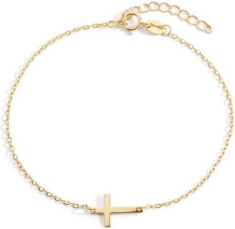 Mint & Lily Cross Charm Bracelet in 18K Gold Over Sterling Silver at Nordstrom