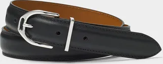 Maison Boinet Womens Silvery buckle topstitched leather belt