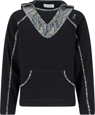 Kiko Kostadinov Black Gizi V-Neck Rhinestone Cotton Hoodie