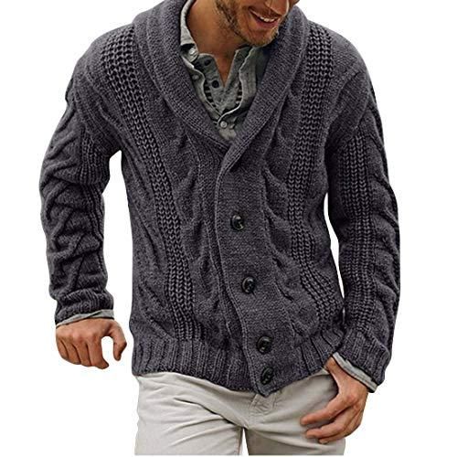 KUDORO Cardigan Gilet Homme Pull Homme Veste En Maille Ouvrez-Front Zippé Chandail Chaud Slim Fit