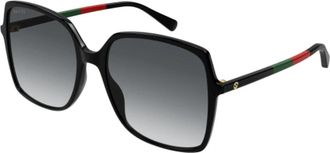 Gucci Emblem Rechthoekige Zonnebril - unisex - Zonnebrillen - Zwart - ONE Size - Nylon - Accessoires