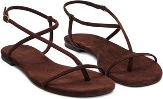 Reformation Pina Flat Sandal in Espresso Suede at Nordstrom, Size 10.5