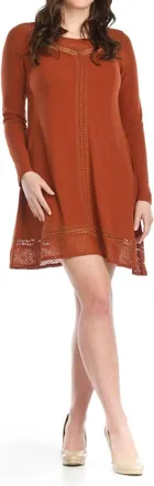Papillon Emera Lace A-Line Sweater Dress In Rust