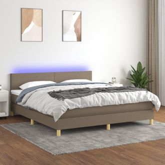 vidaXL Vidaxl - Cama Box Spring Con Colch&oacute;n Led Tela Gris Taupe 180x200 Cm