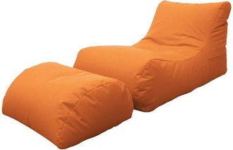 Dmora Talamo Italia - Dmora Chaise Longue De Sal&oacute;n Moderno, Made In Italy, Sill&oacute;n Con Reposapi&eacute;s De Nailon, Puf Tapizado Para Dormitorio, 120x80h60 Cm, Colo