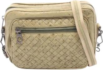 Bottega Veneta Pre-owned Intrecciato Leren Schoudertas - Dames - Vintage Schoudertas - Beige - ONE Size - Leer - Vintage